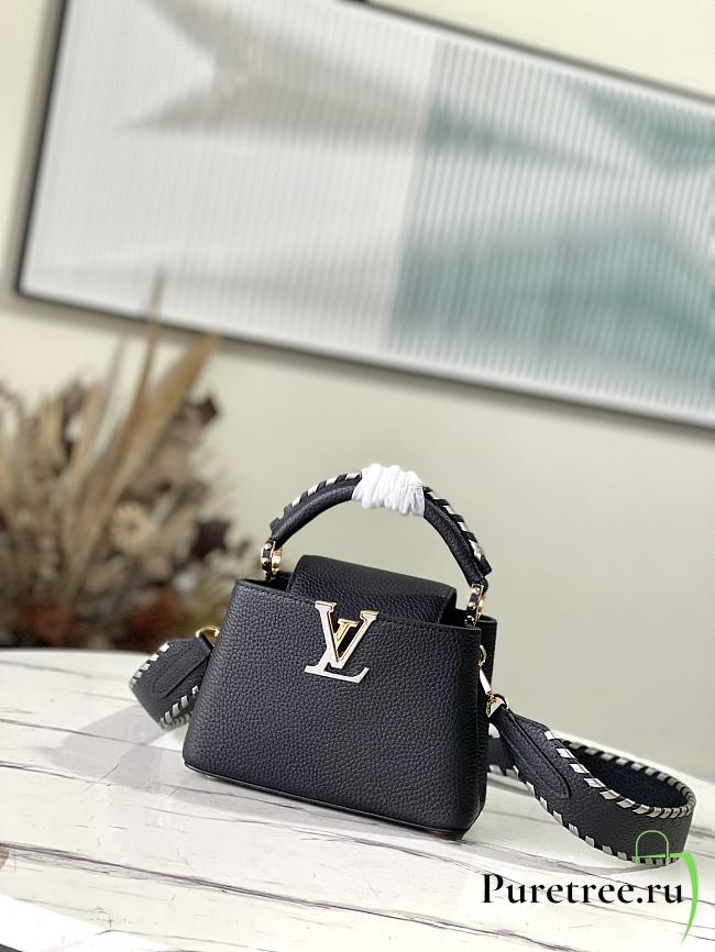 Louis Vuitton Capucines Mini Black/Etain Metallic Gray Taurillon Leather 21cm - 1