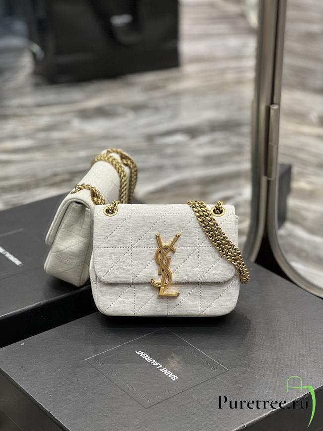 YSL Jamie Mini Chain Bag White Jersey 698162 size 16×13×5 cm - 1