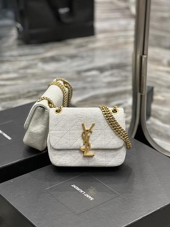 YSL Jamie Mini Chain Bag White Jersey 698162 size 16×13×5 cm