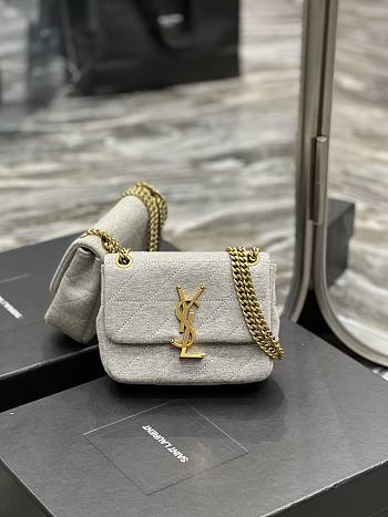 YSL Jamie Mini Chain Bag Light Grey Jersey 698162 size 16×13×5 cm