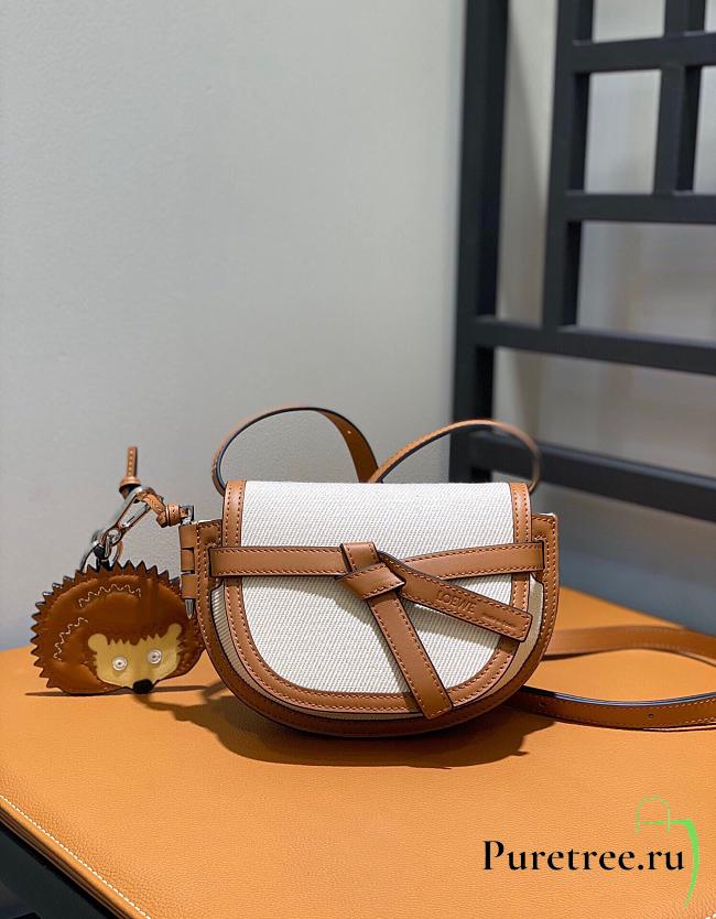 Loewe Mini Gate Dual Bag In Brown Soft Calfskin & Canvas size 21x12.5x9 cm - 1
