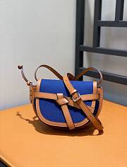 Loewe Mini Gate Dual Bag In Brown Soft Calfskin & Blue Canvas size 21x12.5x9 cm - 6