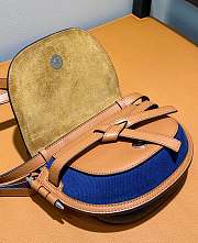 Loewe Mini Gate Dual Bag In Brown Soft Calfskin & Blue Canvas size 21x12.5x9 cm - 4