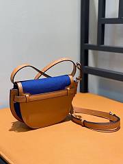 Loewe Mini Gate Dual Bag In Brown Soft Calfskin & Blue Canvas size 21x12.5x9 cm - 3