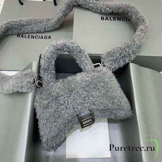 Balenciaga Fluffy Hourglass XS Handbag Grey size 19 x 8 x 11 cm - 1