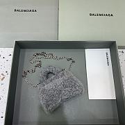 Balenciaga Fluffy Hourglass Mini Handbag With Chain Grey size 14 cm - 3