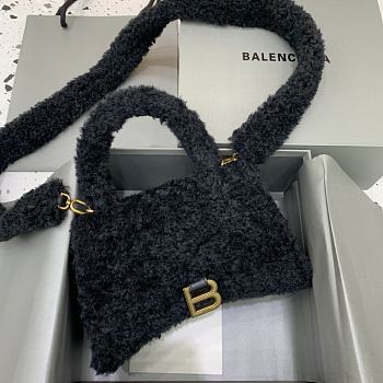 Balenciaga Fluffy Hourglass Small Handbag Black size 23 x 10 x 14 cm 