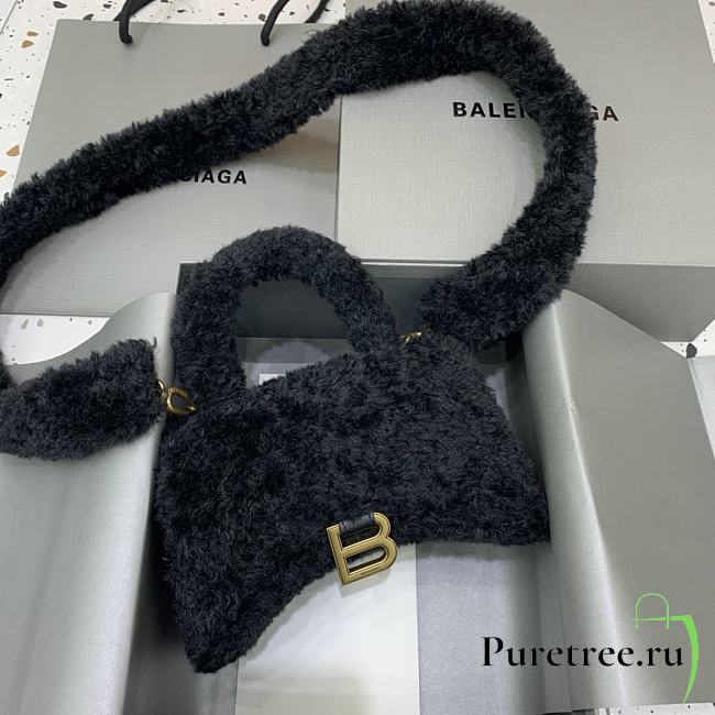 Balenciaga Fluffy Hourglass XS Handbag Black size 19 x 8 x 11 cm - 1