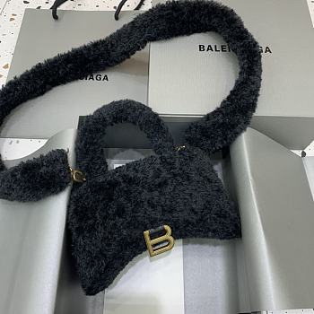 Balenciaga Fluffy Hourglass XS Handbag Black size 19 x 8 x 11 cm