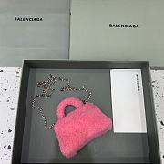 Balenciaga Fluffy Hourglass Mini Handbag With Chain Pink size 14 cm - 4