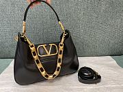 Valentino Small Stud Sign Calfskin Hobo Bag Black 20 x 15 x 7 cm - 1