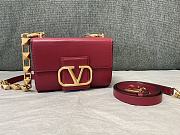Valentino Stud Sign Grainy Calfskin Shoulder Bag Red size 20x15x7 cm USD 353.00  - 1