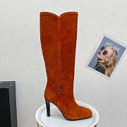 YSL Jane Monogram Boots In Suede Caramel  - 3