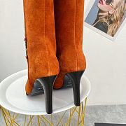 YSL Jane Monogram Boots In Suede Caramel  - 4
