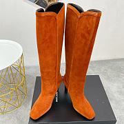 YSL Jane Monogram Boots In Suede Caramel  - 5