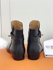 Hermes Short Boots Black Smooth Leather - 4