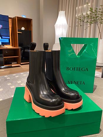 Bottega Veneta Lug Boots Black/Coral Pink Heel Height 7 cm