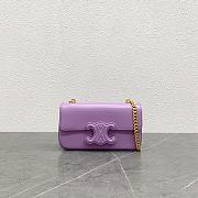 Celine Chain Shoulder Bag Cuir Triomphe Purple Shiny Calfskin Golden Hardware 21cm - 1
