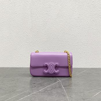 Celine Chain Shoulder Bag Cuir Triomphe Purple Shiny Calfskin Golden Hardware 21cm