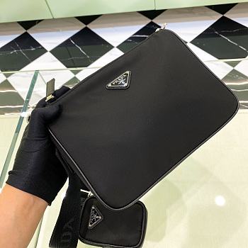 Prada Re-Nylon And Saffiano Leather Shoulder Bag Black 2VH113 size 24 cm