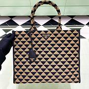 Prada Large Prada Symbole Embroidered Fabric Handbag Black/Beige 1BA356 size 39 cm - 1