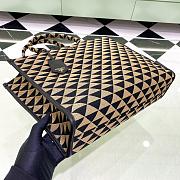 Prada Large Prada Symbole Embroidered Fabric Handbag Black/Beige 1BA356 size 39 cm - 3