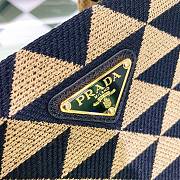 Prada Small Prada Symbole Embroidered Fabric Handbag Black/Beige 1BA354 - 6