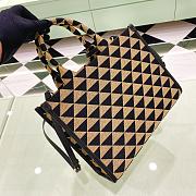 Prada Small Prada Symbole Embroidered Fabric Handbag Black/Beige 1BA354 - 5