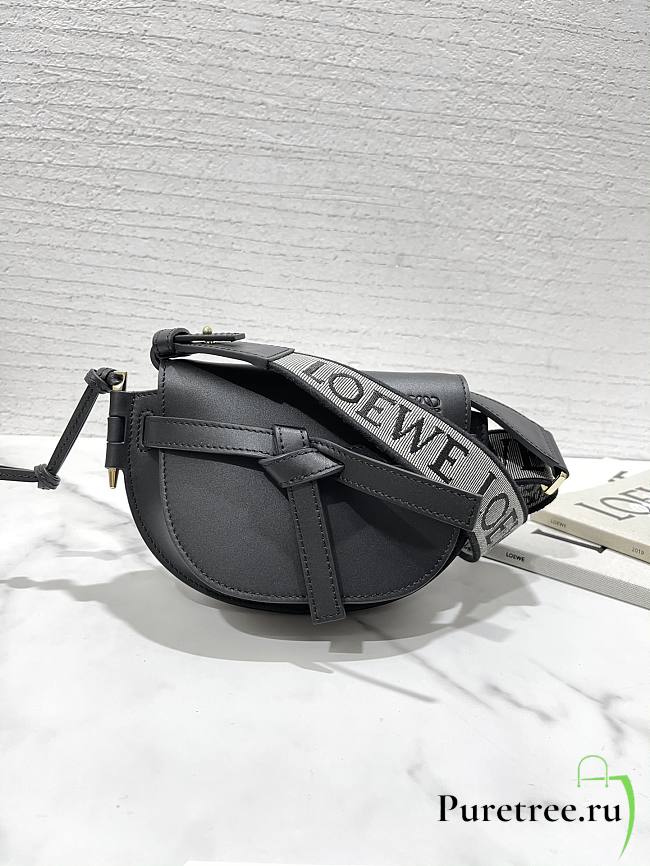 Loewe Mini Gate Dual Bag In Soft Calfskin And Jacquard Black Size 21 cm - 1