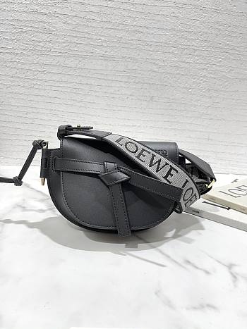 Loewe Mini Gate Dual Bag In Soft Calfskin And Jacquard Black Size 21 cm