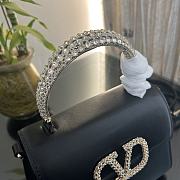 Valentino Small Vsling Handbag Black Calfskin With Jewel Handle Size 22 cm - 2