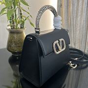 Valentino Small Vsling Handbag Black Calfskin With Jewel Handle Size 22 cm - 3