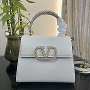 Valentino Small Vsling Handbag White Calfskin With Jewel Handle Size 22 cm - 1