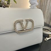 Valentino Small Vsling Handbag White Calfskin With Jewel Handle Size 22 cm - 6