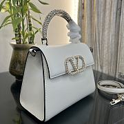 Valentino Small Vsling Handbag White Calfskin With Jewel Handle Size 22 cm - 2