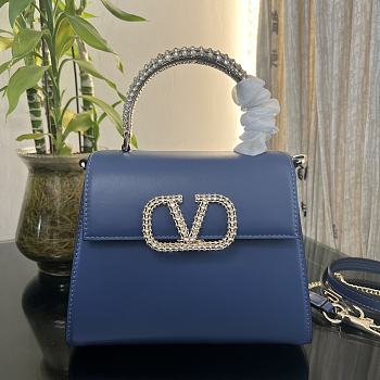 Valentino Small Vsling Handbag Overseas Calfskin With Jewel Handle Size 22 cm