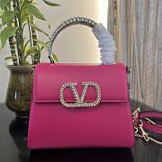 Valentino Small Vsling Handbag Pink Calfskin With Jewel Handle Size 22 cm - 1