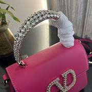 Valentino Small Vsling Handbag Pink Calfskin With Jewel Handle Size 22 cm - 4