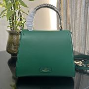 Valentino Small Vsling Handbag Green Calfskin With Jewel Handle Size 22 cm - 4