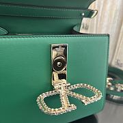 Valentino Small Vsling Handbag Green Calfskin With Jewel Handle Size 22 cm - 3