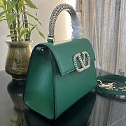 Valentino Small Vsling Handbag Green Calfskin With Jewel Handle Size 22 cm - 2