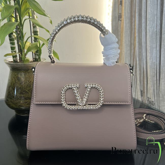 Valentino Small Vsling Handbag Powder Calfskin With Jewel Handle Size 22 cm - 1