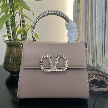 Valentino Small Vsling Handbag Powder Calfskin With Jewel Handle Size 22 cm