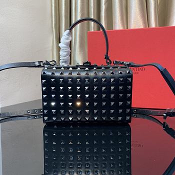 Valentino Rockstud Alcove Box Bag With All-Over Black Studs 19x12x8 cm