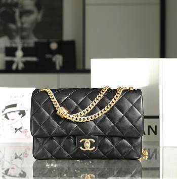 Chanel Flap Bag in Black Lampskin AS3609 size 25x16x10 cm