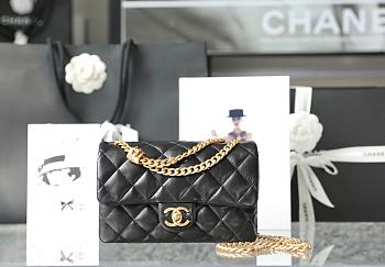 Chanel Small Flap Bag in Black Lampskin AS3393 size 22x14x8 cm
