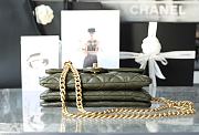 Chanel Small Flap Bag in Khaki Green Lampskin AS3393 size 22x14x8 cm - 5