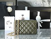 Chanel Small Flap Bag in Khaki Green Lampskin AS3393 size 22x14x8 cm - 4