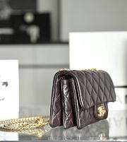 Chanel Small Flap Bag in Dark Brown Lampskin AS3393 size 22x14x8 cm - 4