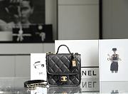 Chanel Small Flap Bag With Top Handle Black Grain Leather AS3652 Size 20.5 cm - 1